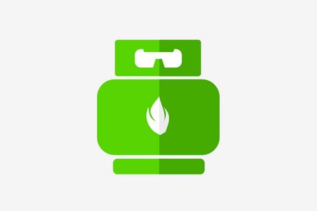 Bild von einem Icon eines Gasbehälters in der Farbe grün, um grünes Gas zu symbolisieren
