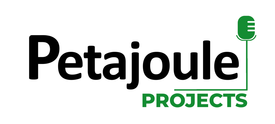 Logo von Petajoule Projects Podcast. Schwarz grün.